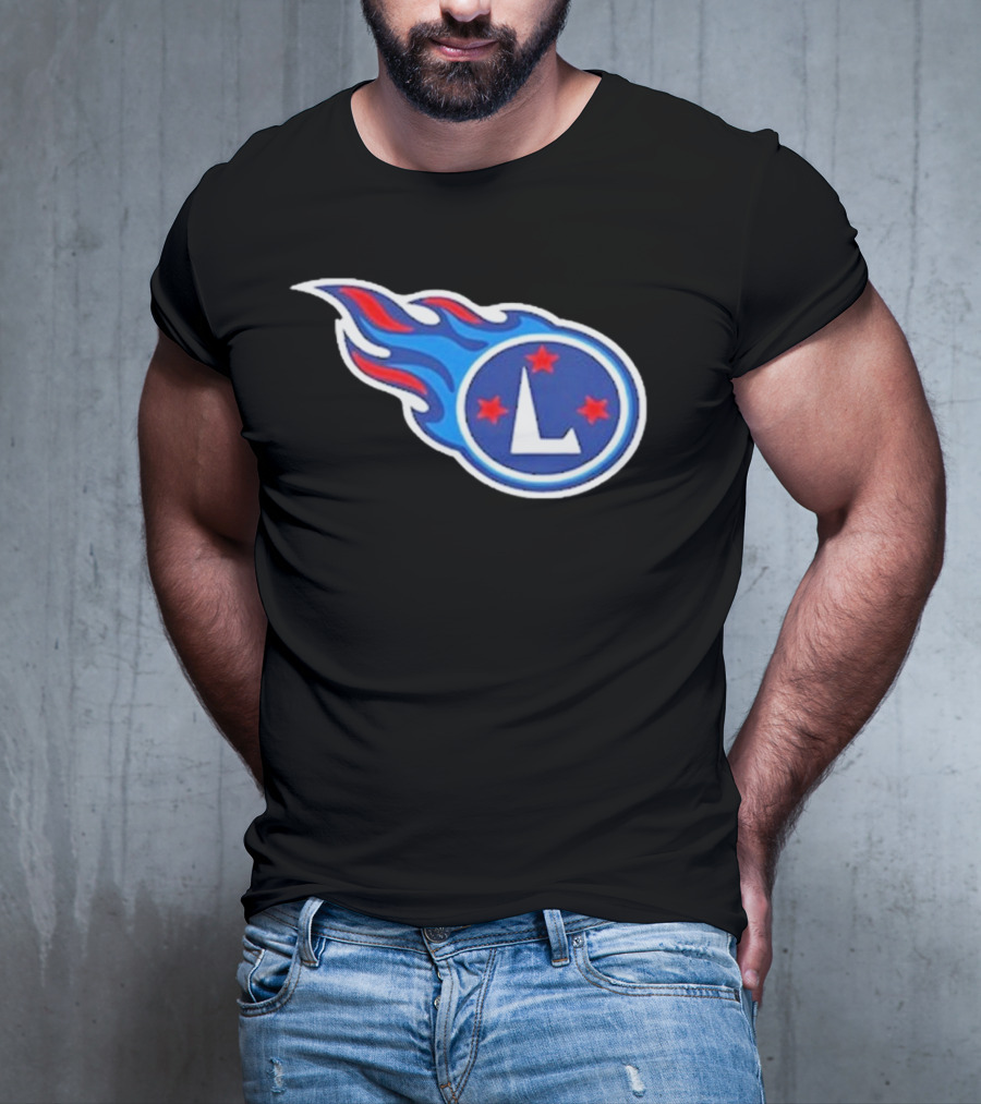 Funny Ahh Tees Tennessee Titans Fire L логотип T-Shirt