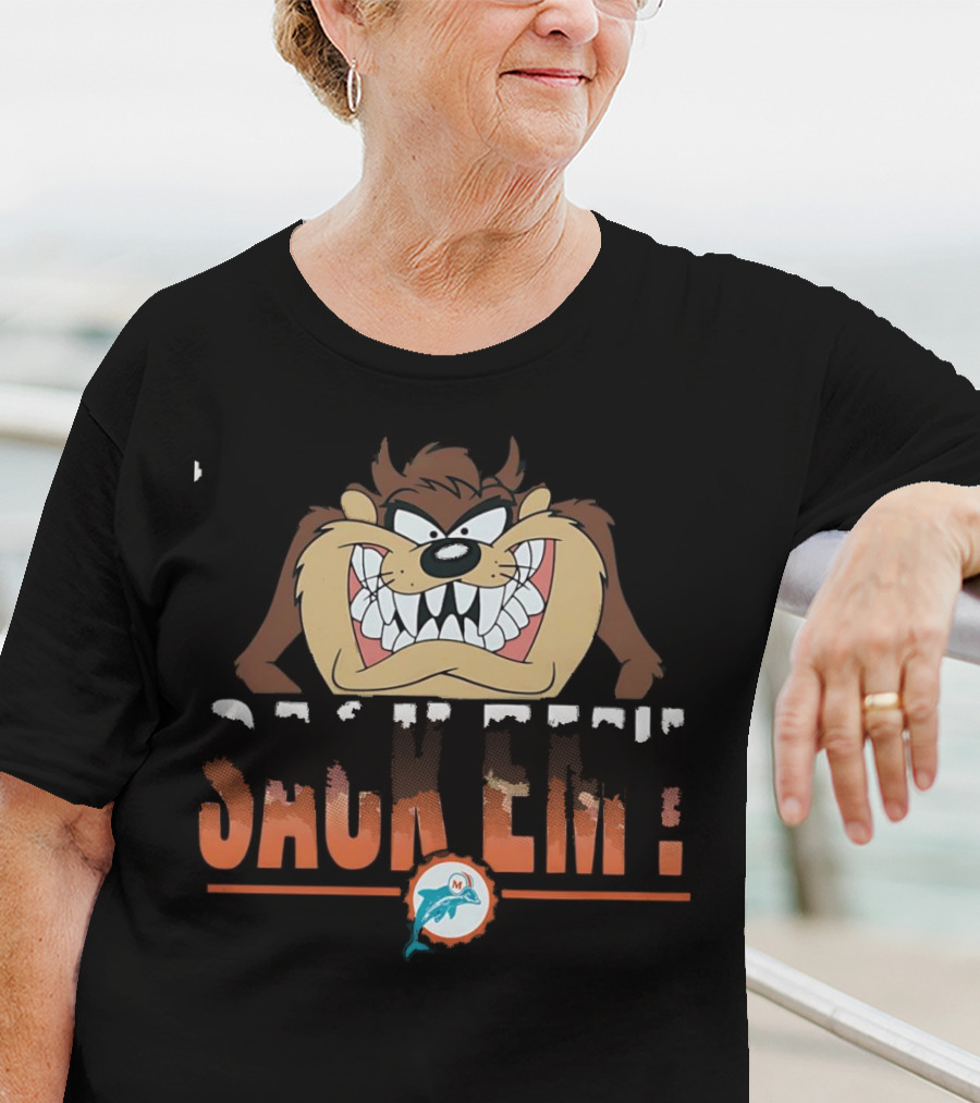 Looney Tunes Taz Miami Dolphins Sack Em T-Shirt