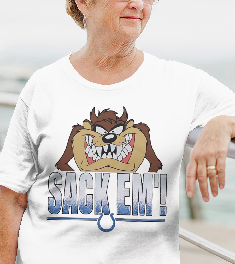 Looney Tunes Taz Sack Em Indianapolis Colts Football Fan Gear T-Shirt