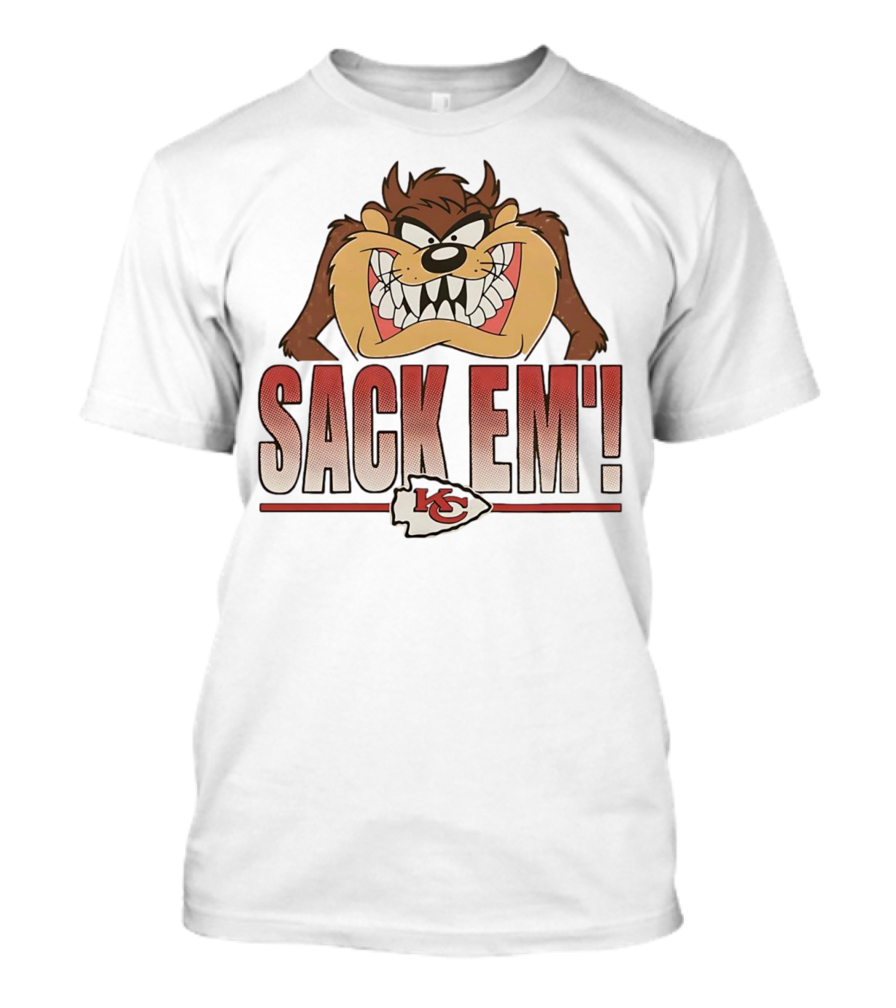 Looney Tunes Taz Kansas City Chiefs Sack 'Em KC T-Shirt