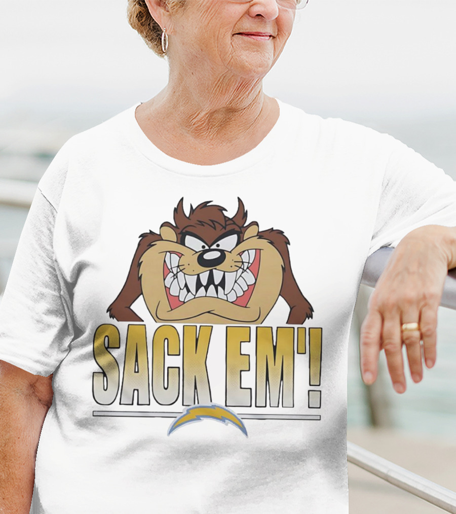 Looney Tunes Taz Sack 'Em Los Angeles Chargers T-Shirt