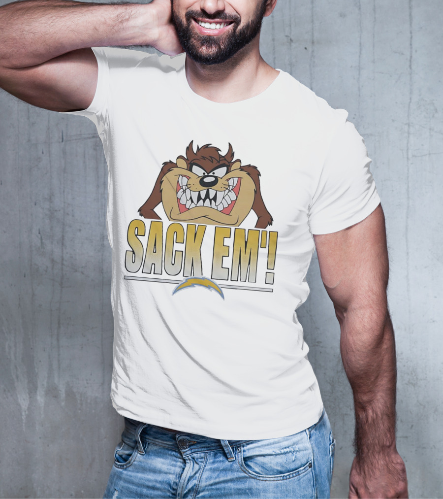 Looney Tunes Taz Sack 'Em Los Angeles Chargers T-Shirt