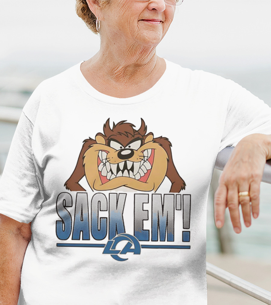 Looney Tunes Taz Sack Em LA Los Angeles Rams T-Shirt