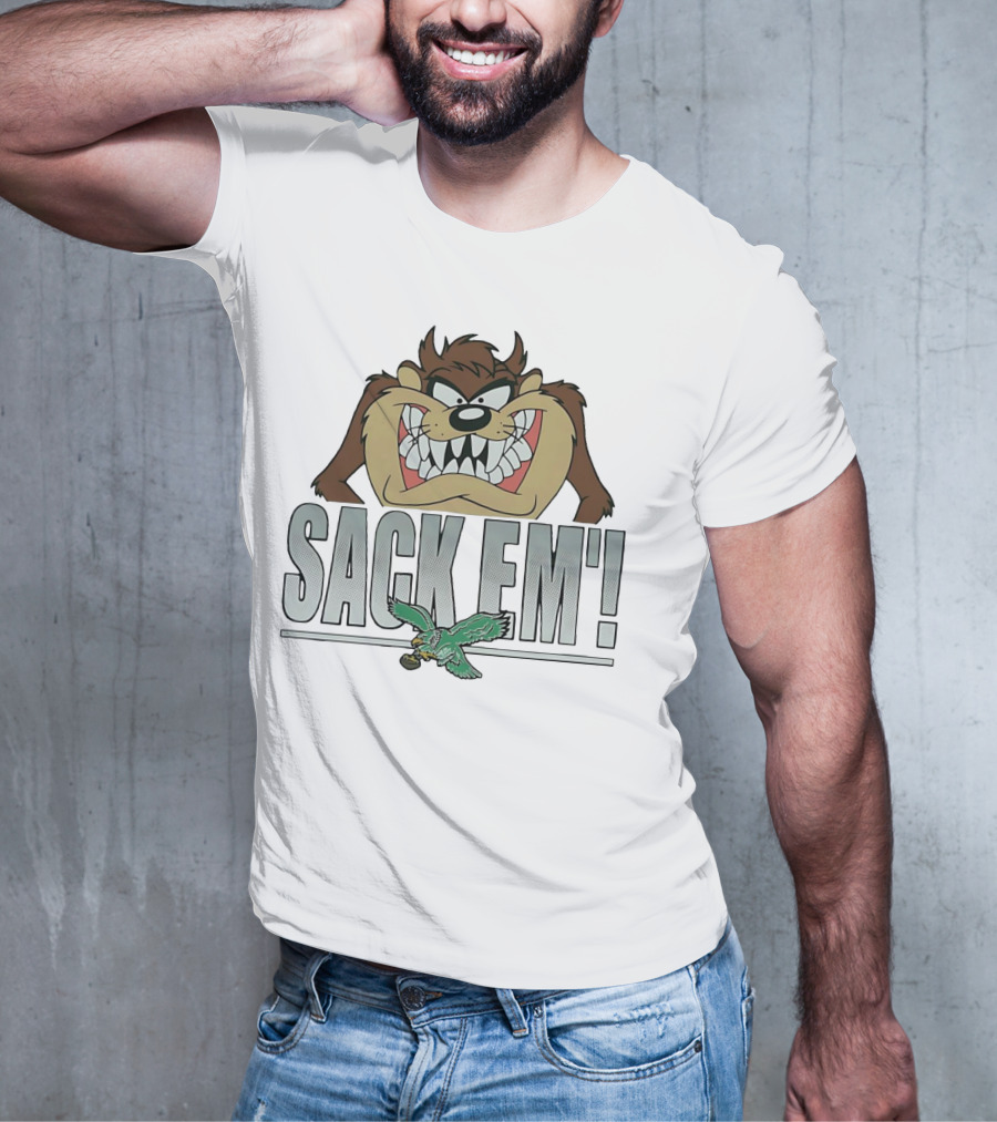 Looney Tunes Taz Sack Em Philadelphia Eagles T-Shirt