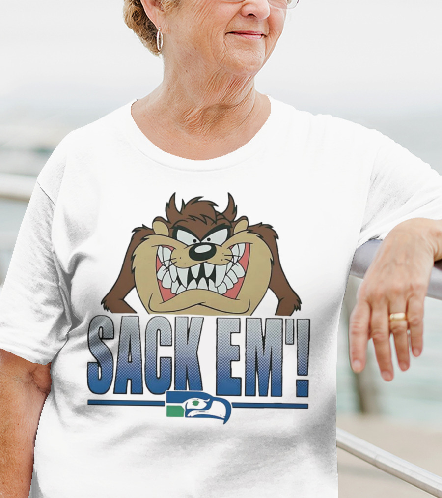 Looney Tunes Taz Sack Em Seattle Seahawks T-Shirt