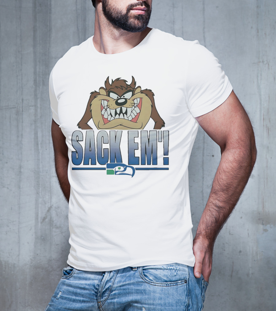 Looney Tunes Taz Sack Em Seattle Seahawks T-Shirt