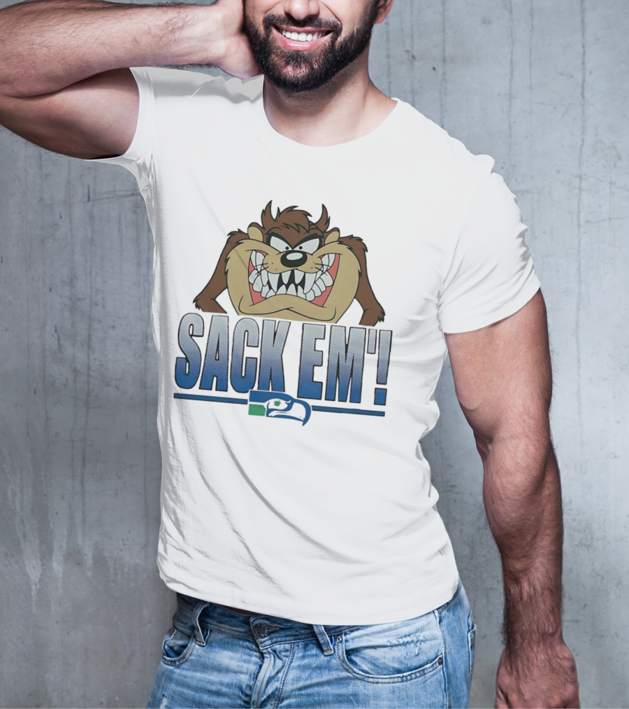 Looney Tunes Taz Sack Em Seattle Seahawks T-Shirt