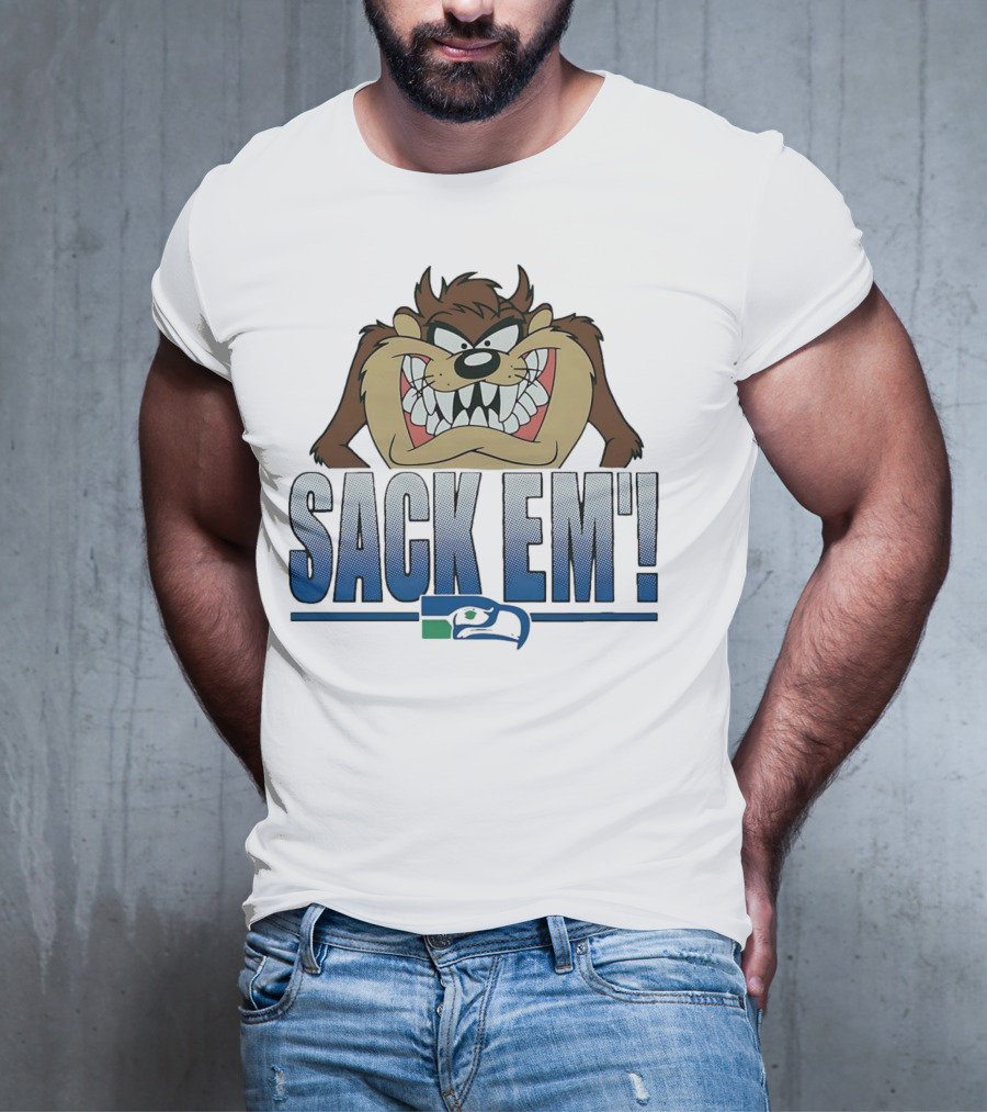 Looney Tunes Taz Sack Em Seattle Seahawks T-Shirt