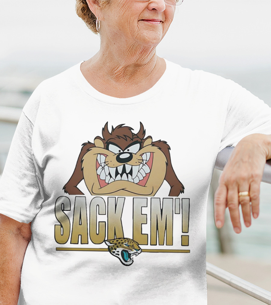 Looney Tunes Taz Sack Em Jacksonville Jaguars T-Shirt