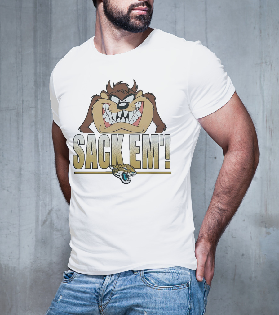 Looney Tunes Taz Sack Em Jacksonville Jaguars T-Shirt