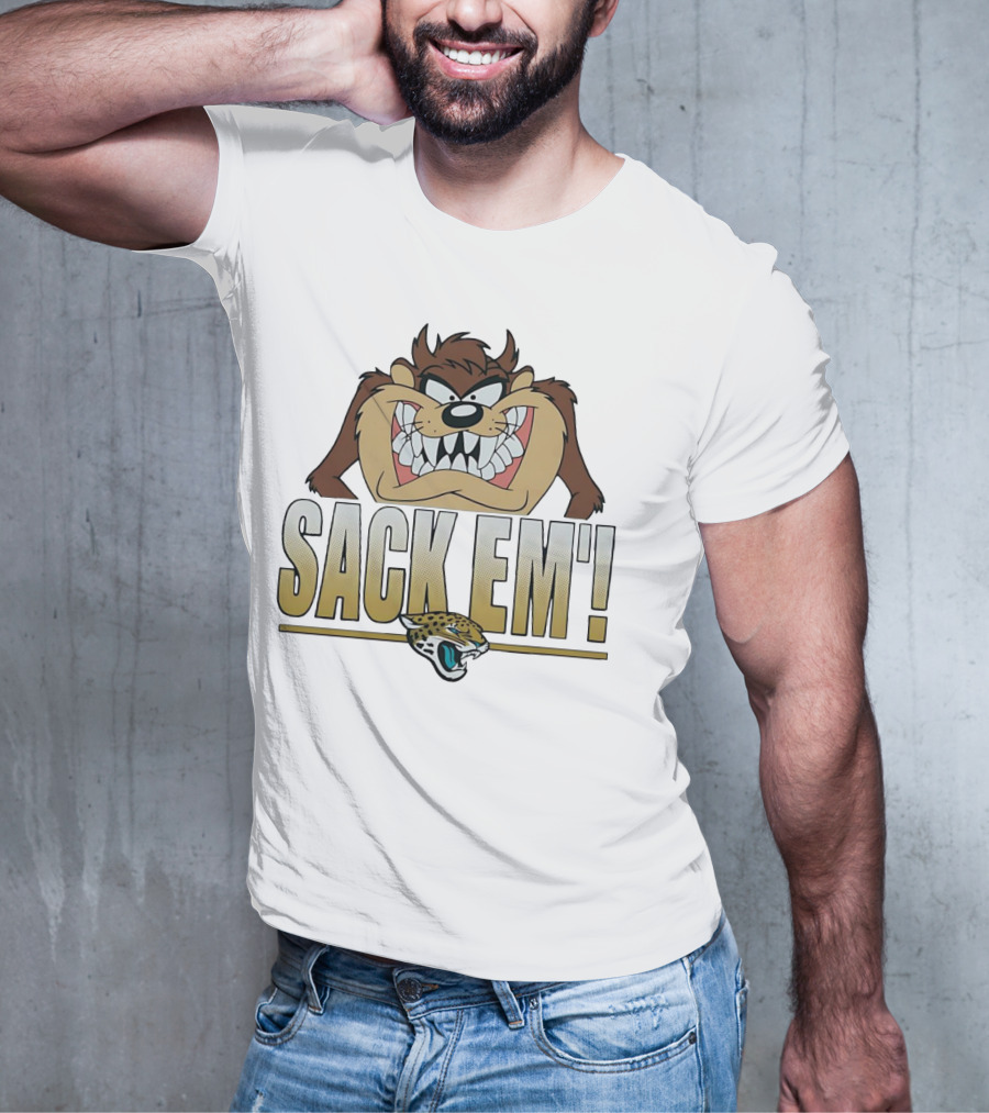 Looney Tunes Taz Sack Em Jacksonville Jaguars T-Shirt