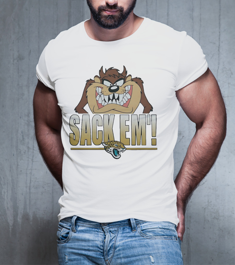 Looney Tunes Taz Sack Em Jacksonville Jaguars T-Shirt
