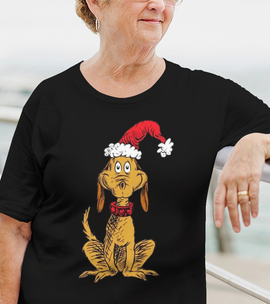 Grinch Max Santa Dog In Christmas Hat T-Shirt