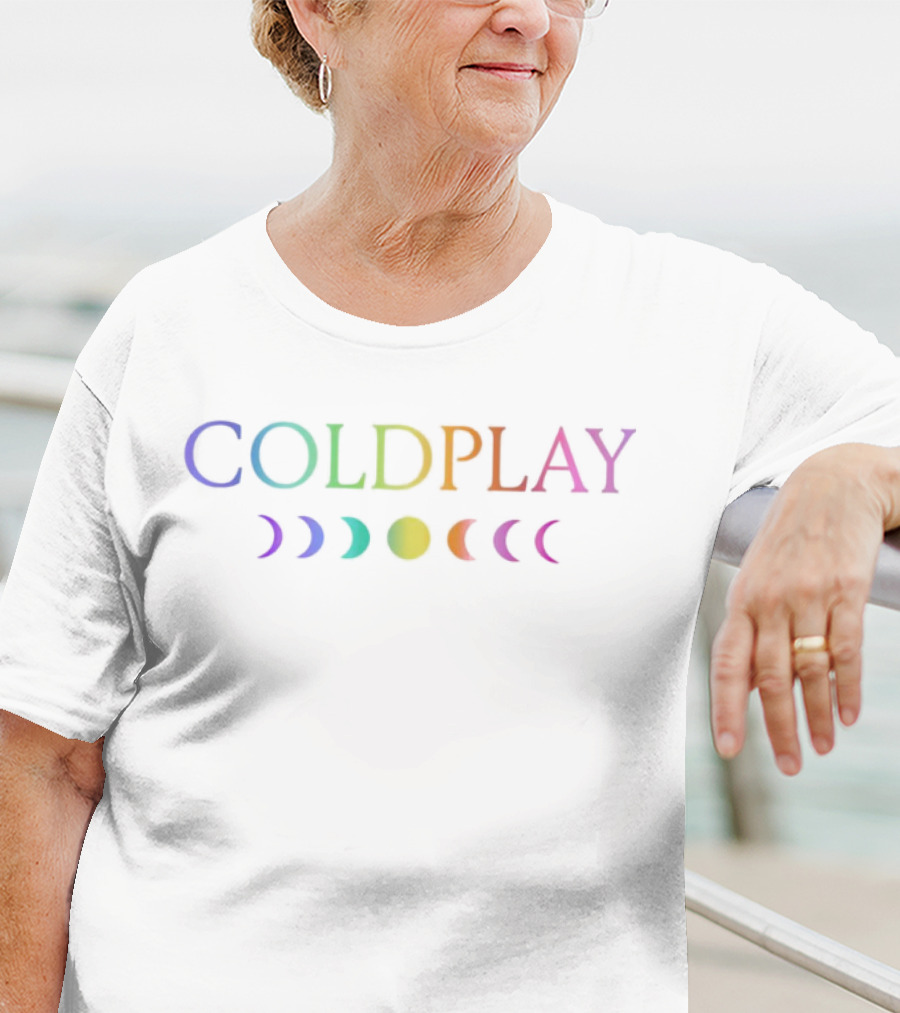 Coldplay Moon Phases Rainbow Logo Music T-Shirt
