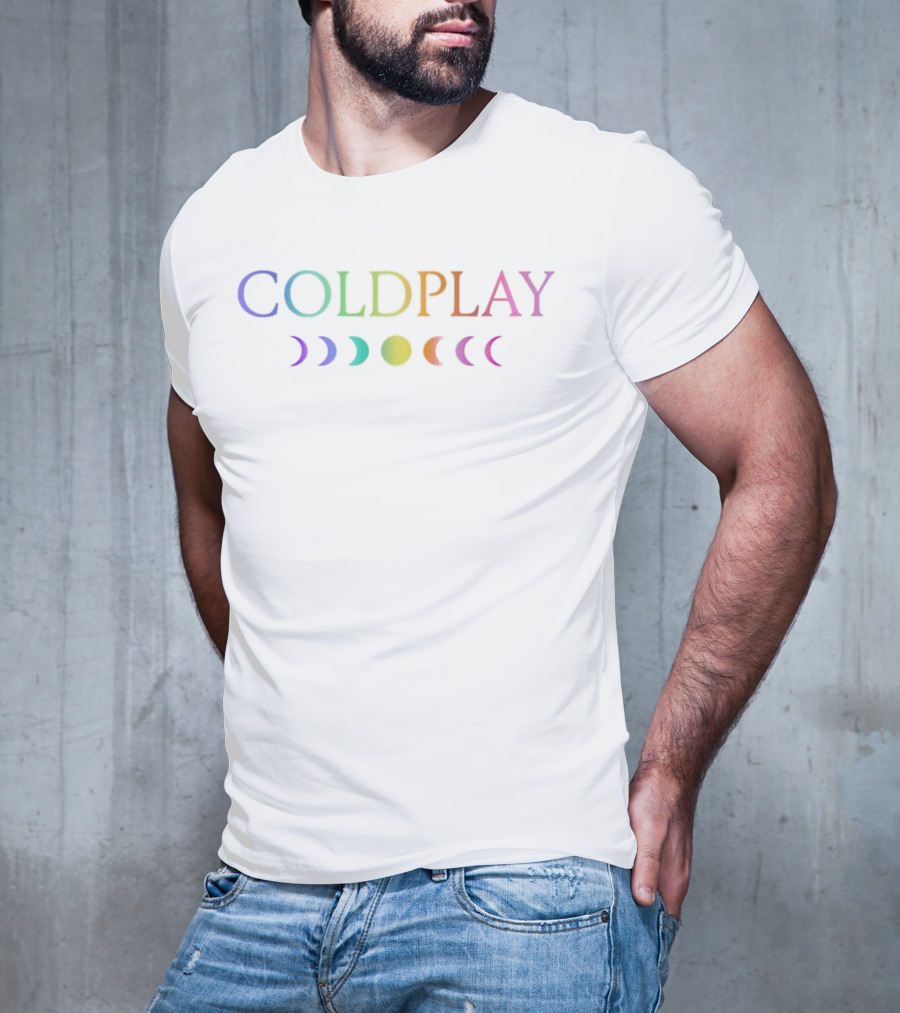 Coldplay Moon Phases Rainbow Logo Music T-Shirt