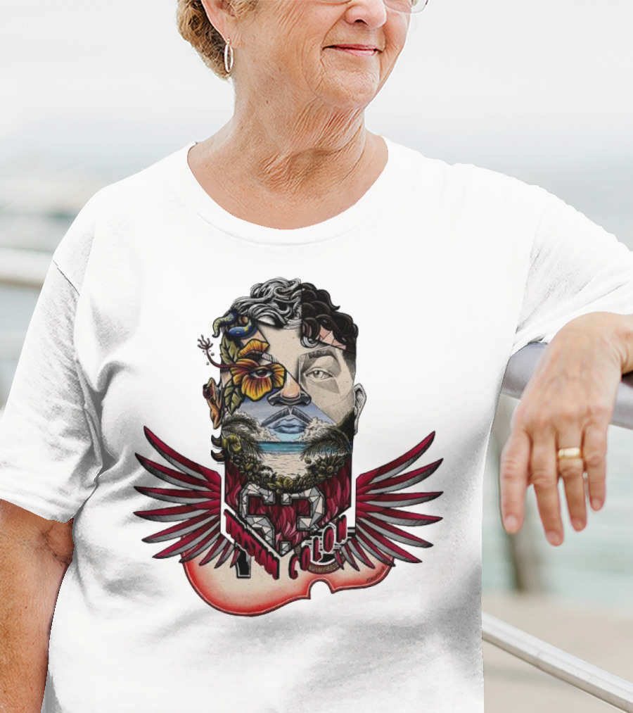 Trystan Colon Arizona Cardinals Herencia Latina Artful Portrait With Floral And Wing Elements T-Shirt