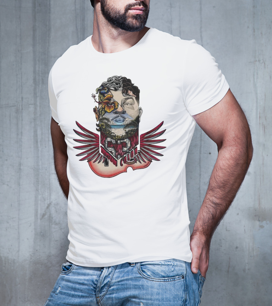 Trystan Colon Arizona Cardinals Herencia Latina Artful Portrait With Floral And Wing Elements T-Shirt