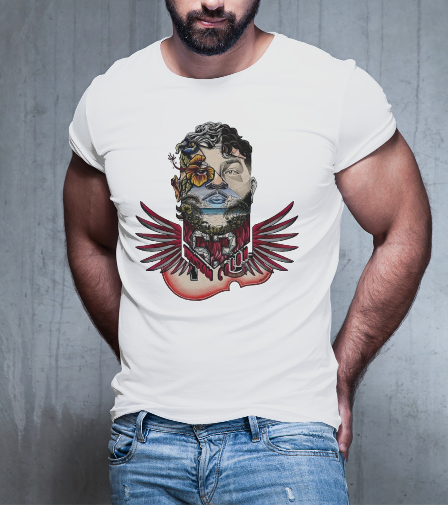 Trystan Colon Arizona Cardinals Herencia Latina Artful Portrait With Floral And Wing Elements T-Shirt