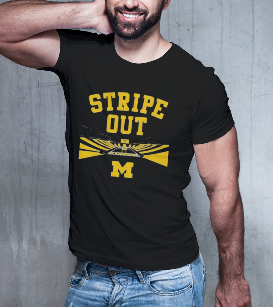 Stripe Out Big House Michigan Wolverines T-Shirt
