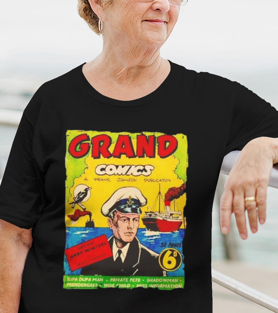 Grand Comics No 52 Captain Jerry Winters Bird Ship Supa Dupa Man Shadowman Prendergast Miss Information T-Shirt