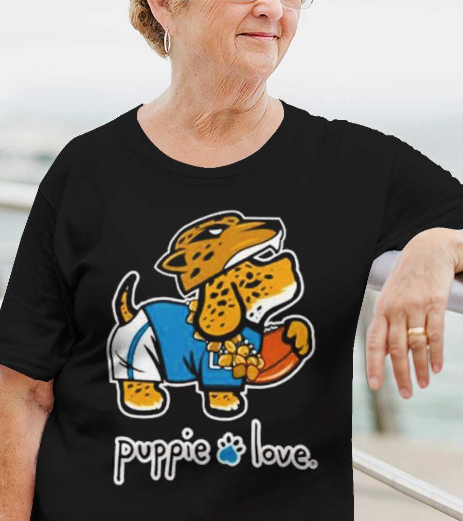 Jacksonville Jaguars Puppie Love Mascot Pup Football Fan T-Shirt