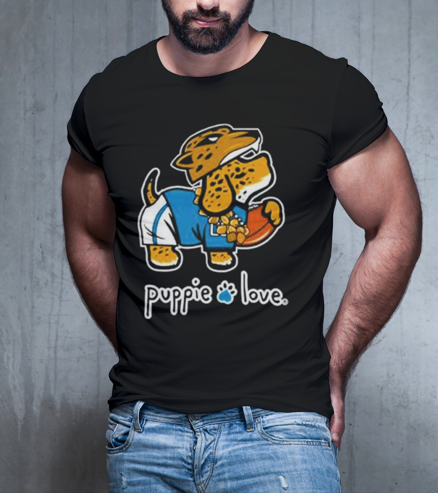 Jacksonville Jaguars Puppie Love Mascot Pup Football Fan T-Shirt
