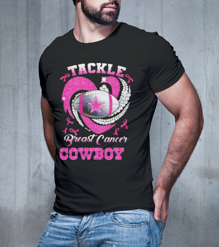Tackle Breast Cancer Cowboy Football Pink Awareness T-Shirt
