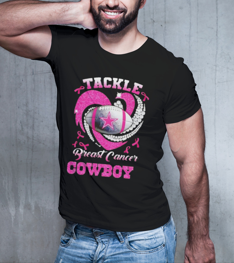Tackle Breast Cancer Cowboy Football Pink Awareness T-Shirt
