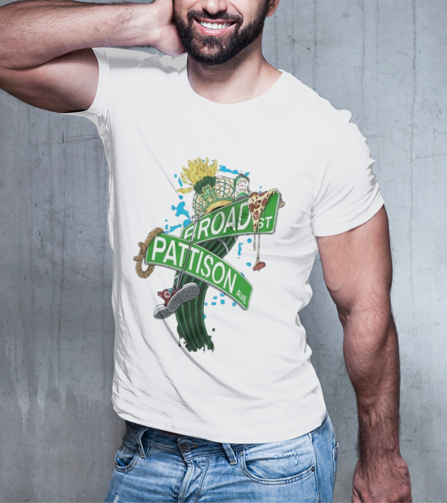 Broad And Pattison Ave Philly Sports With Icons Of Philadelphia Sports And Culture T-Shirt