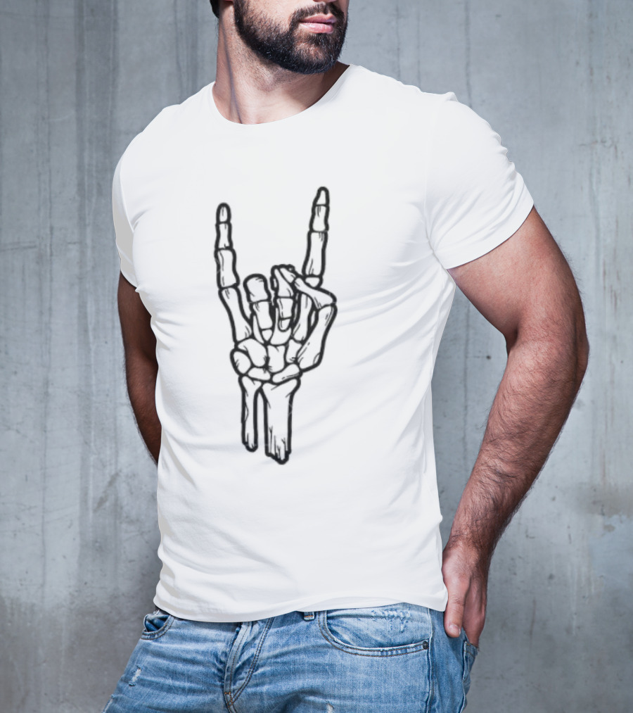 Main Squelette Hand Gesture Rock And Roll Skeleton T-Shirt