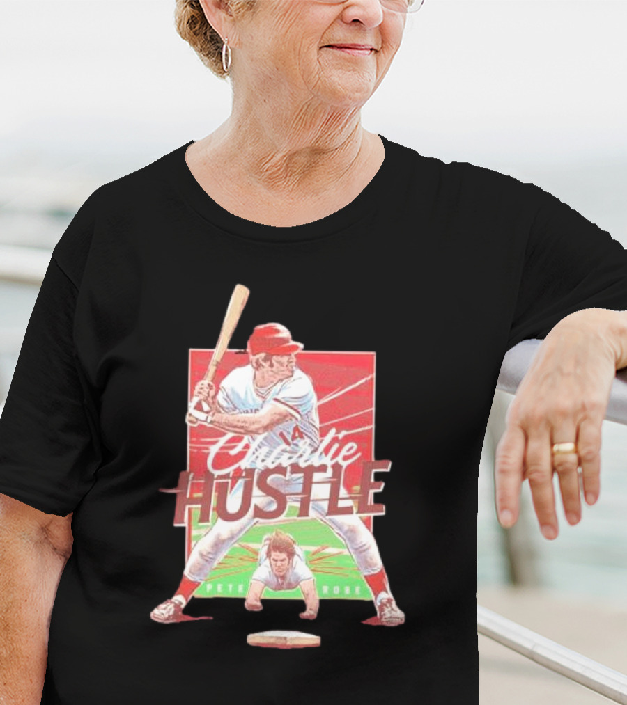 Charlie Hustle Pete Rose Cincinnati Reds Cartoon Player T-Shirt