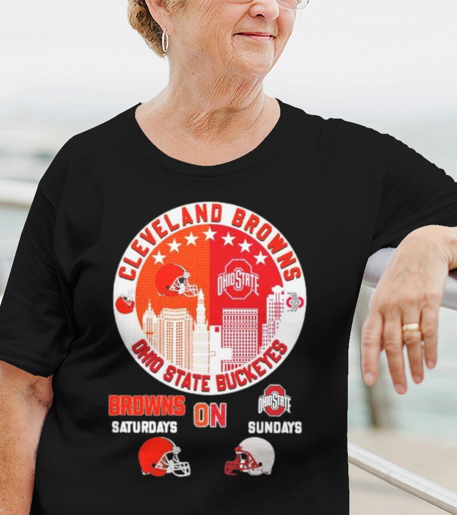 Cleveland Browns Ohio State Buckeyes Saturdays Sundays Circle City T-Shirt