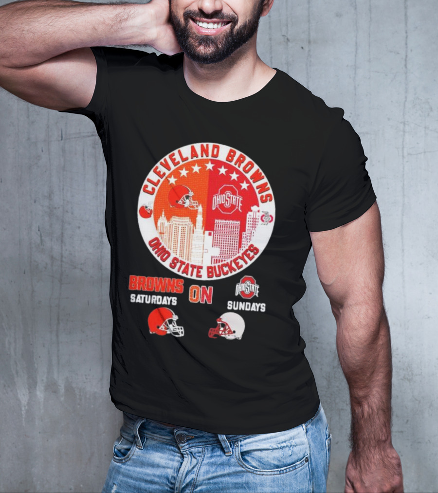 Cleveland Browns Ohio State Buckeyes Saturdays Sundays Circle City T-Shirt