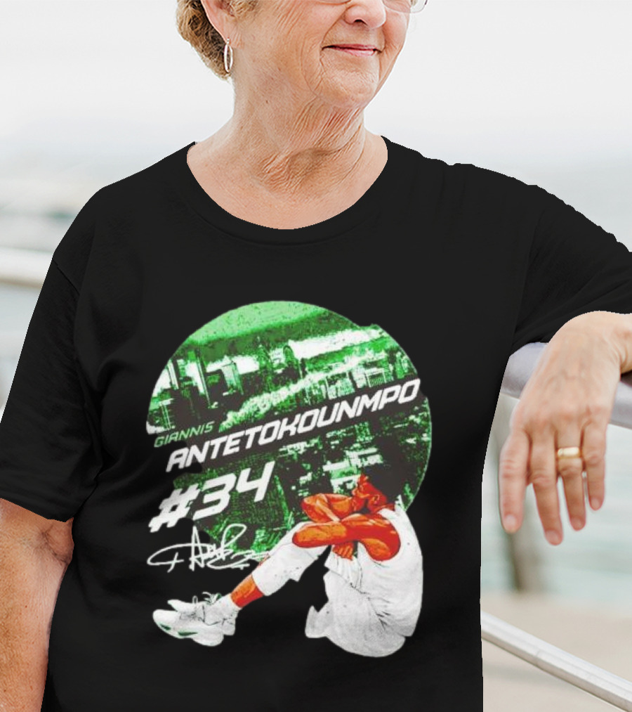 Giannis Antetokounmpo #34 Milwaukee Bucks Signature City Skyline T-Shirt