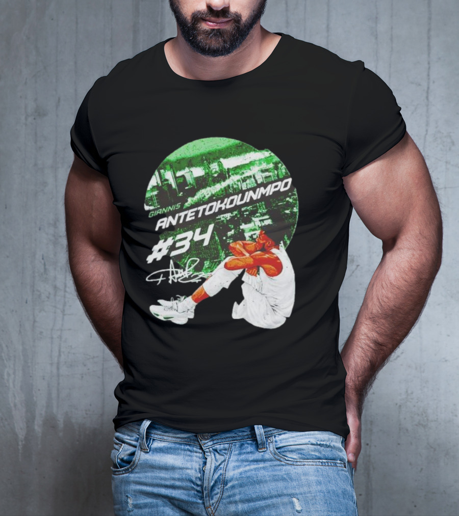 Giannis Antetokounmpo #34 Milwaukee Bucks Signature City Skyline T-Shirt