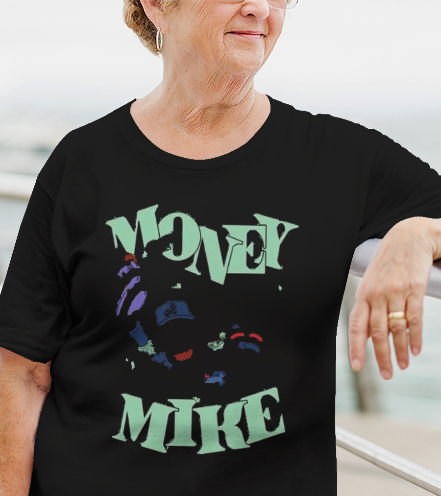 Money Mike Atlanta Braves Caricature Baseball Player With Dollars T-Shirt