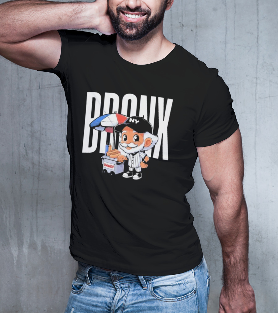 BRONX NY Dawgs Baseball Character Hot Dog Cart T-Shirt