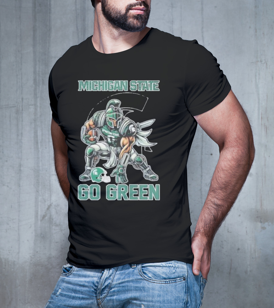 Michigan State Spartans Go Green Football Mascot T-Shirt