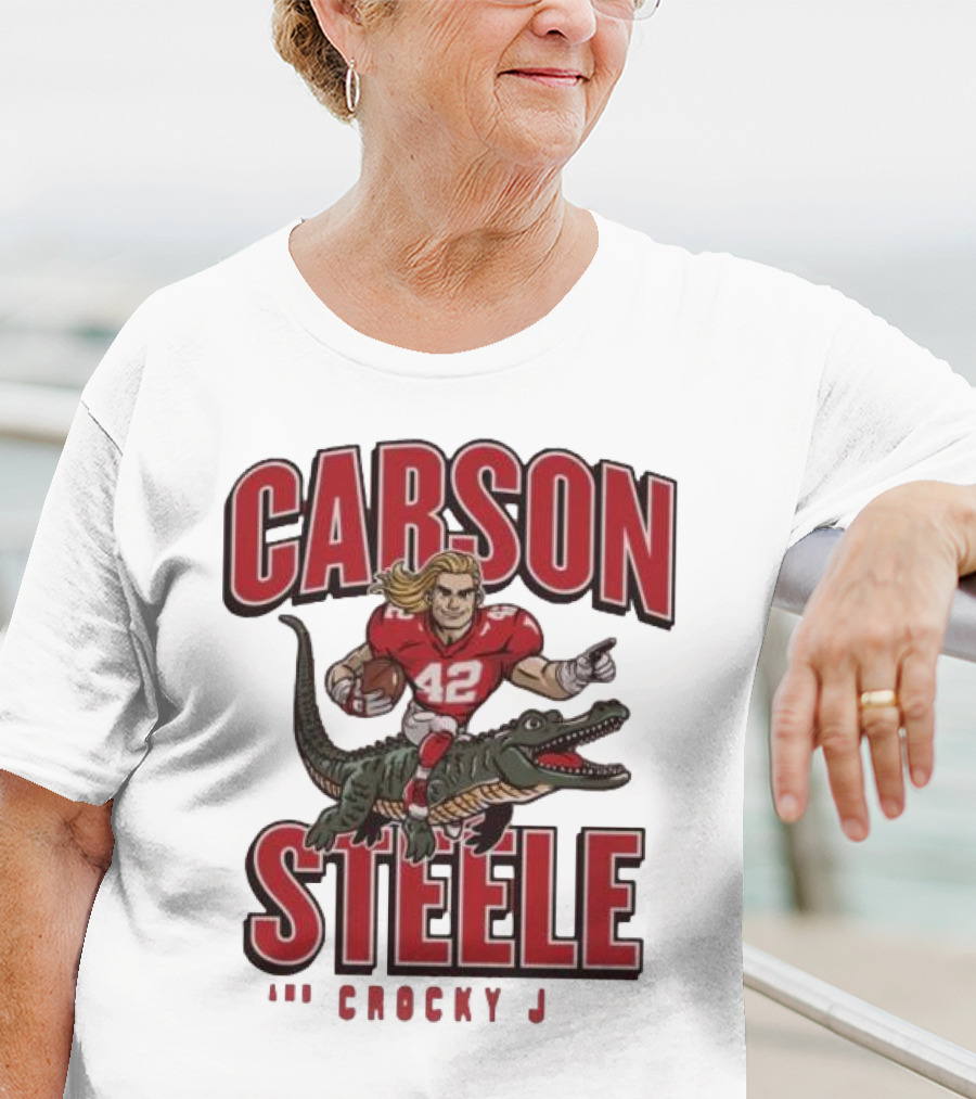 Carson Steele Riding Crocky J Football Kansas City Chiefs T-Shirt