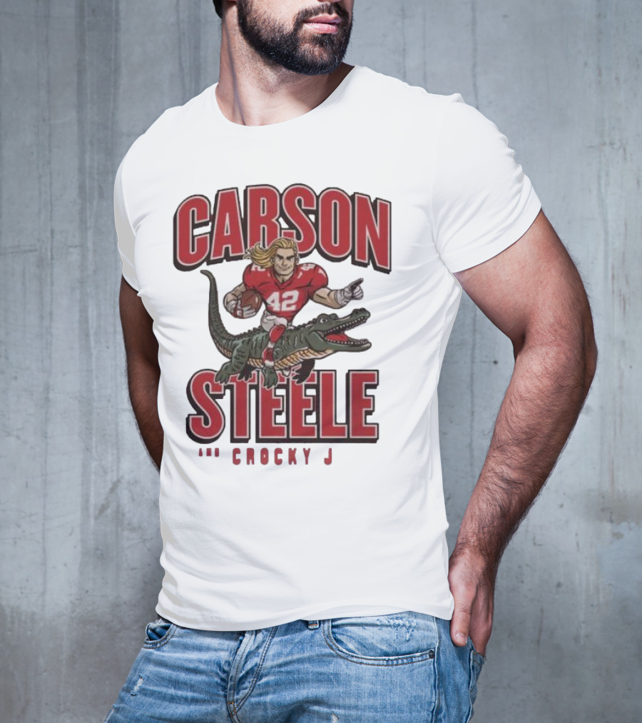 Carson Steele Riding Crocky J Football Kansas City Chiefs T-Shirt