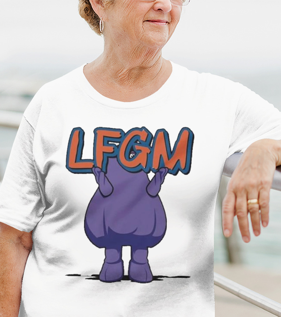 Grimace LFGM New York Mets Character Holding Letters T-Shirt