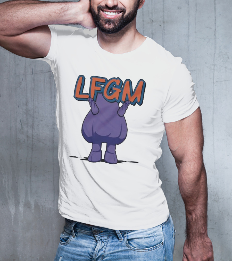 Grimace LFGM New York Mets Character Holding Letters T-Shirt