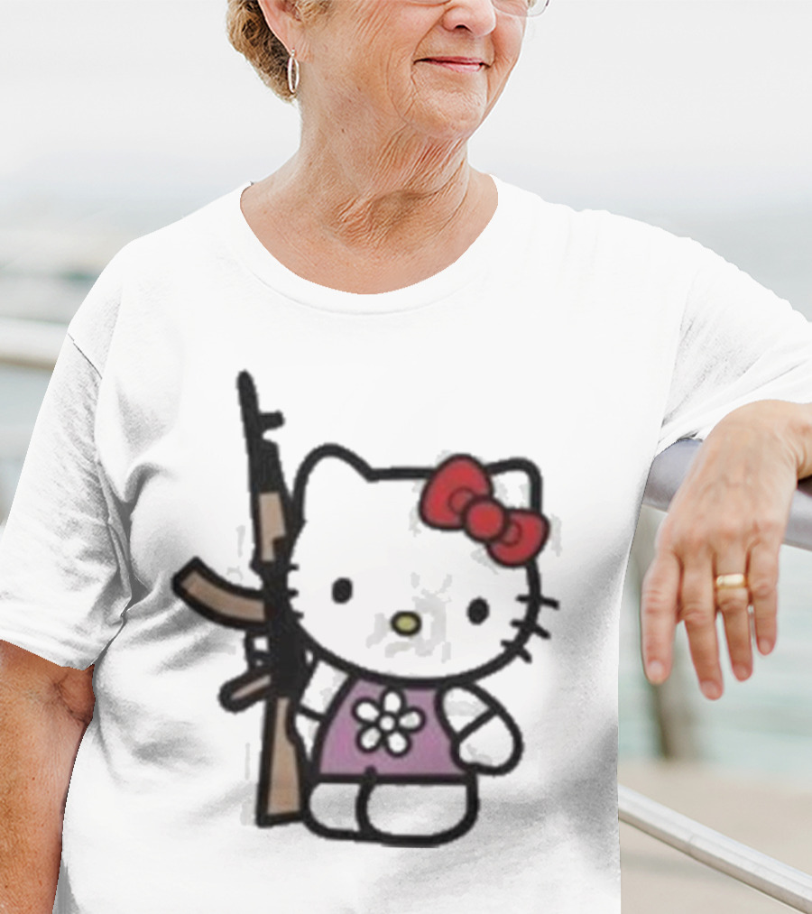 Hello Kitty Holding AK-47 Rifle T-Shirt