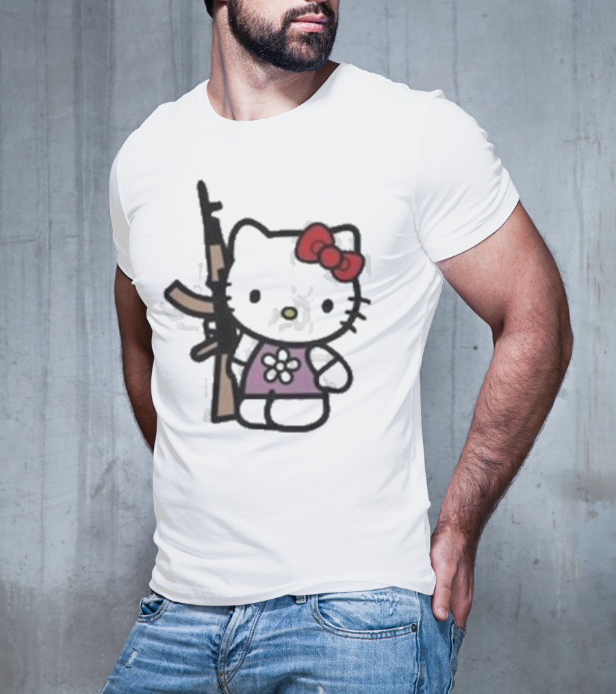 Hello Kitty Holding AK-47 Rifle T-Shirt