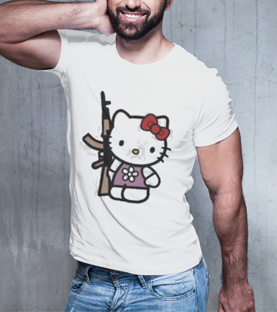 Hello Kitty Holding AK-47 Rifle T-Shirt