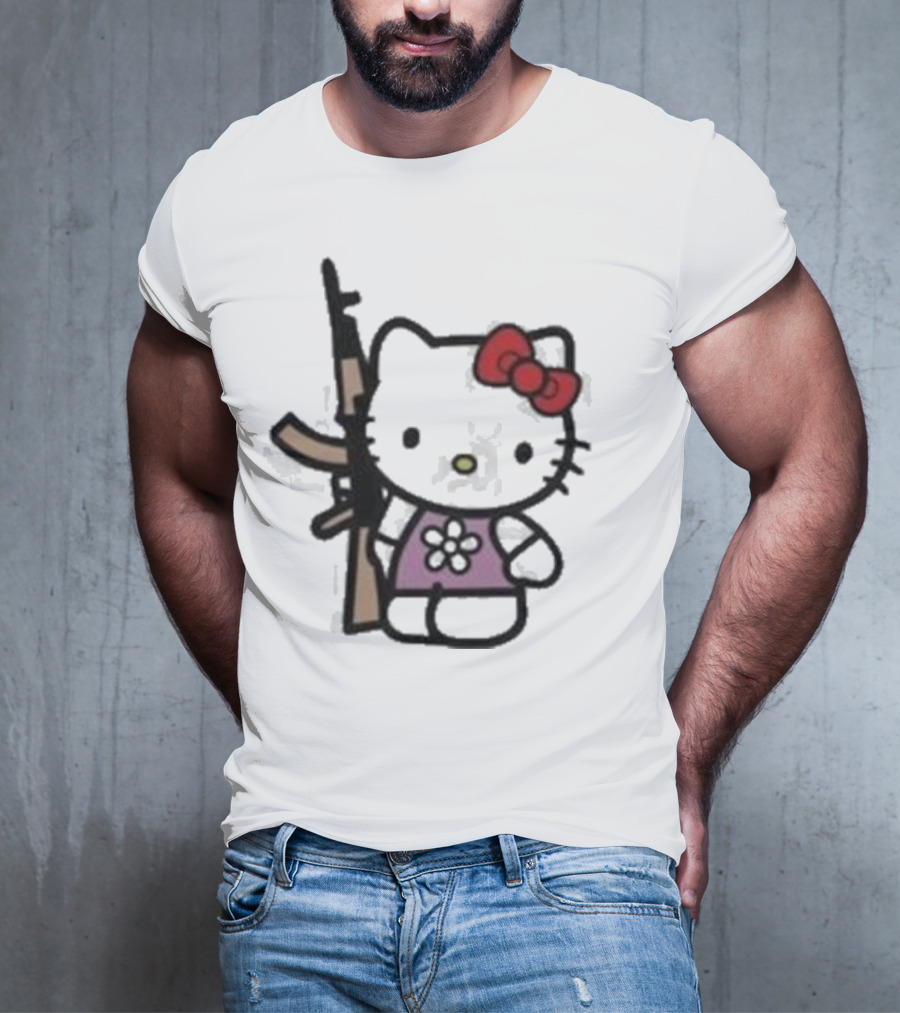 Hello Kitty Holding AK-47 Rifle T-Shirt