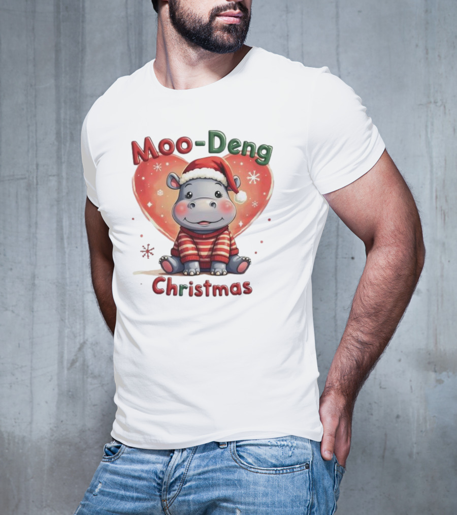 Moo-Deng Hippo Santa Christmas T-Shirt
