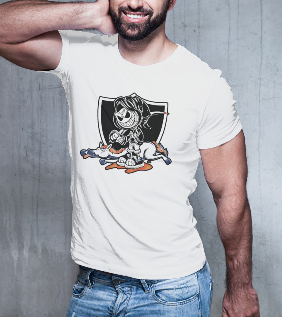 No Love For Denver Las Vegas Raiders Beat Denver Broncos Grim Reaper Over Broncos T-Shirt