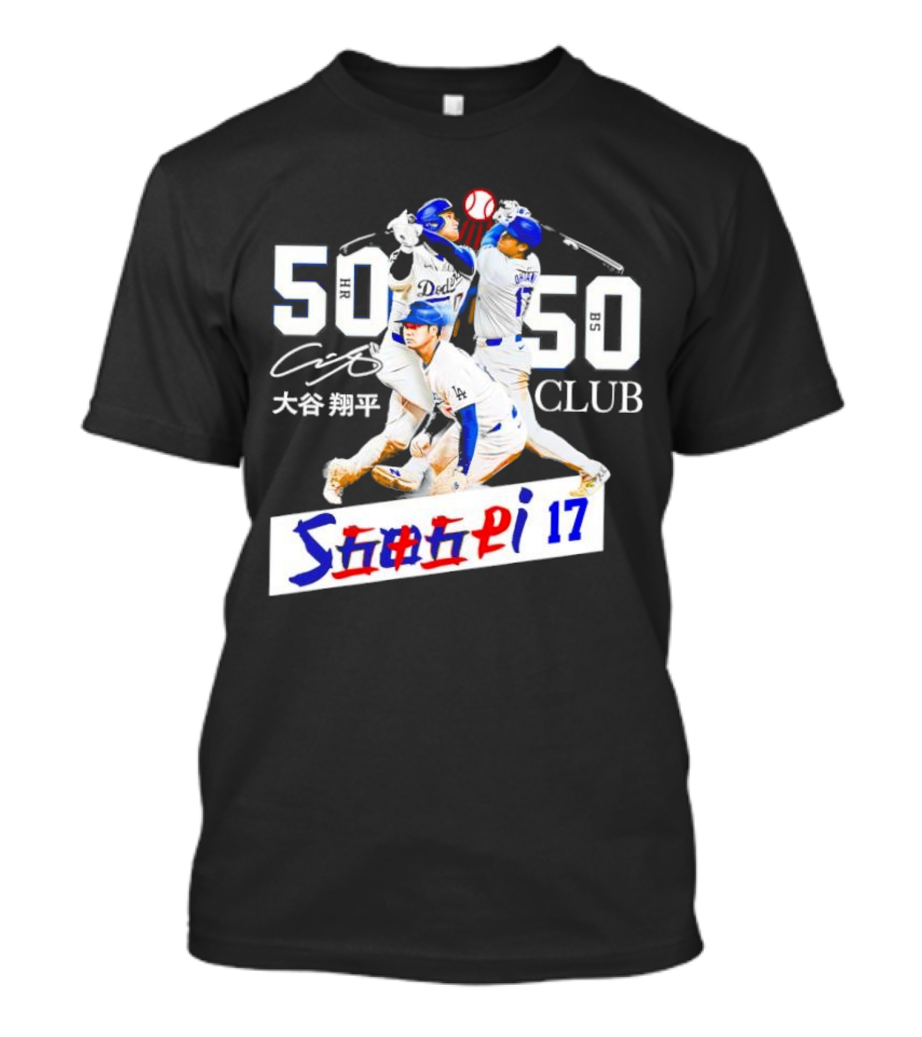 Shohei Ohtani 50 HR 50 SB Club Signature Dodgers 17 T-Shirt