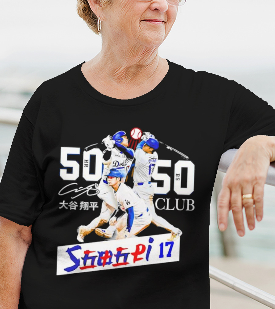 Shohei Ohtani 50 HR 50 SB Club Signature Dodgers 17 T-Shirt